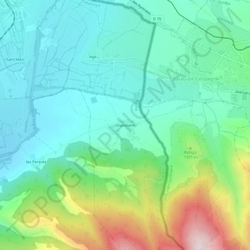 Vilallobent topographic map, elevation, terrain