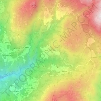 Vilela de Lajes topographic map, elevation, terrain