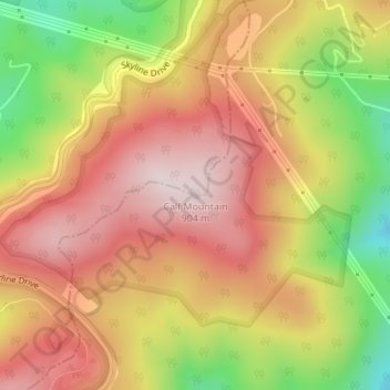 Calf Mountain topographic map, elevation, terrain