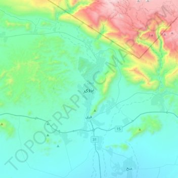 Nizwa topographic map, elevation, terrain