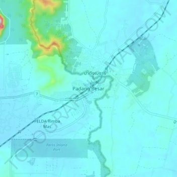Padang Besar topographic map, elevation, terrain