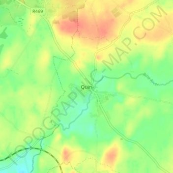 Quin topographic map, elevation, terrain