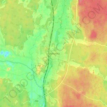 Vattholma topographic map, elevation, terrain