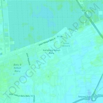 Kampung Kebun Baru topographic map, elevation, terrain