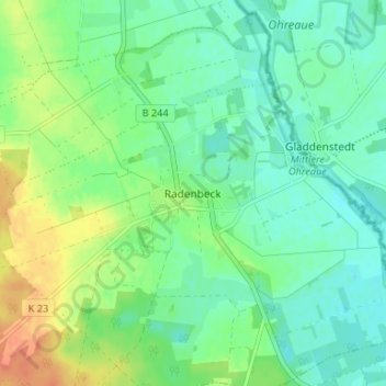 Radenbeck topographic map, elevation, terrain
