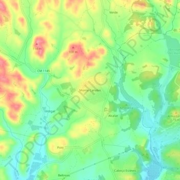 Monte Canelas topographic map, elevation, terrain