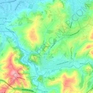 Baronta topographic map, elevation, terrain