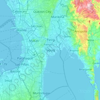 Taguig topographic map, elevation, terrain