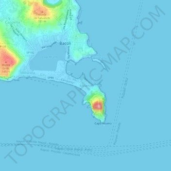 Miseno topographic map, elevation, terrain