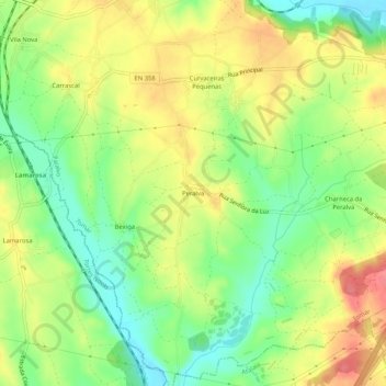 Peralva topographic map, elevation, terrain