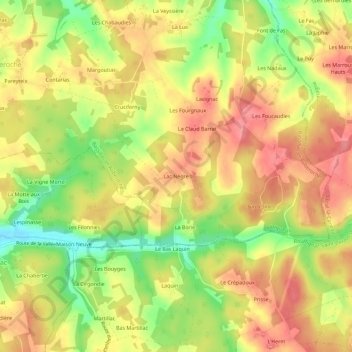 Lac Nègre topographic map, elevation, terrain