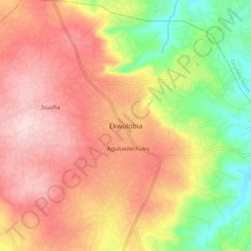 Ekwulobia topographic map, elevation, terrain