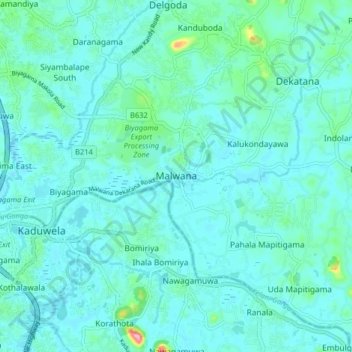 Malwana topographic map, elevation, terrain