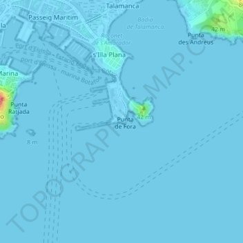 Far de Botafoc topographic map, elevation, terrain