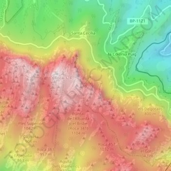 Canal del Moro topographic map, elevation, terrain