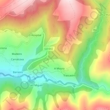 O Cerengo topographic map, elevation, terrain