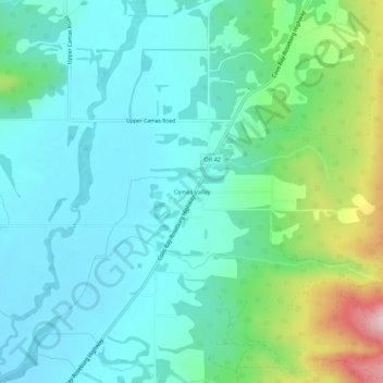 Camas Valley topographic map, elevation, terrain