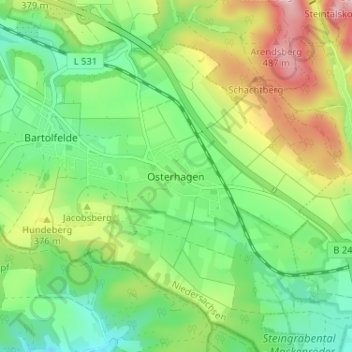 Osterhagen topographic map, elevation, terrain