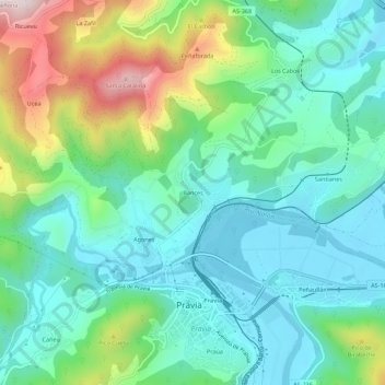 Bances topographic map, elevation, terrain
