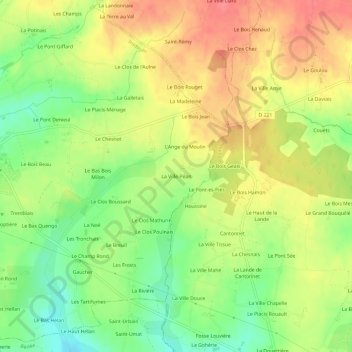 La Ville-Péan topographic map, elevation, terrain