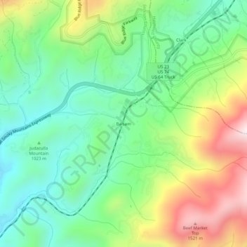 Balsam topographic map, elevation, terrain