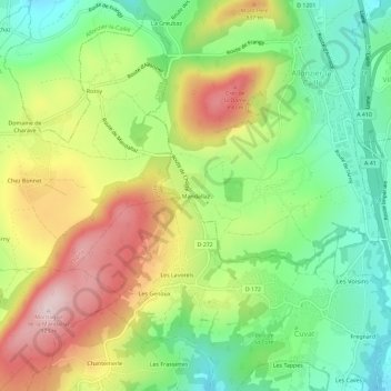 Mandallaz topographic map, elevation, terrain