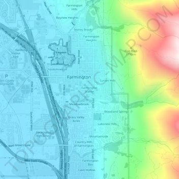 Farmington Station topographic map, elevation, terrain