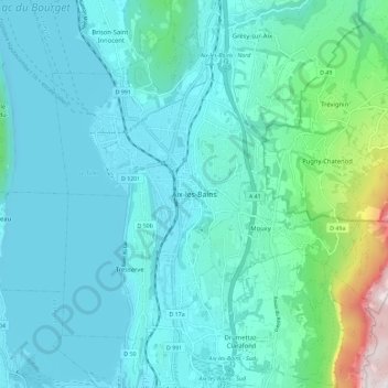 Aix-les-Bains topographic map, elevation, terrain