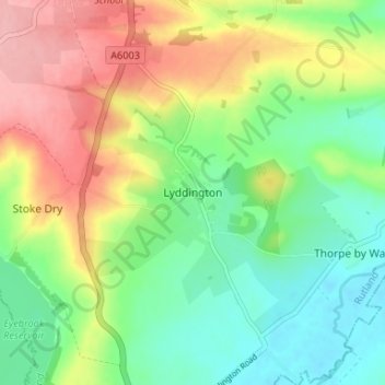 Lyddington topographic map, elevation, terrain