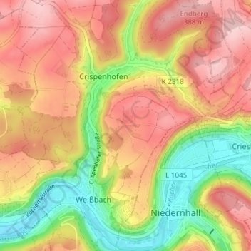 Halberg topographic map, elevation, terrain