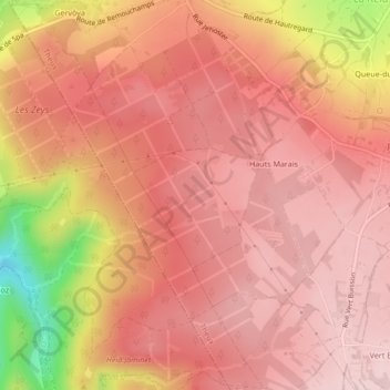 Porallée topographic map, elevation, terrain