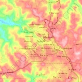 Garibaldi topographic map, elevation, terrain