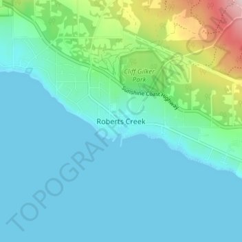 Roberts Creek topographic map, elevation, terrain