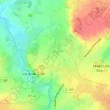 Aunay topographic map, elevation, terrain