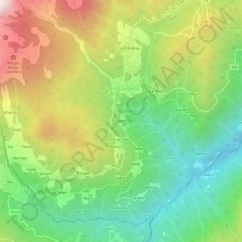 Pette topographic map, elevation, terrain