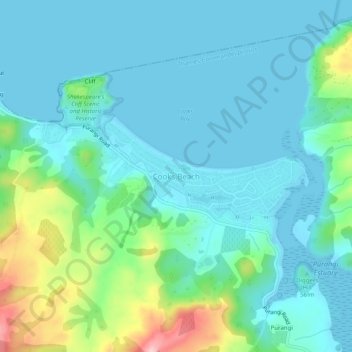 Cooks Beach topographic map, elevation, terrain