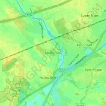Glazebrook topographic map, elevation, terrain