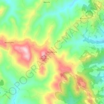 San Cipriano topographic map, elevation, terrain