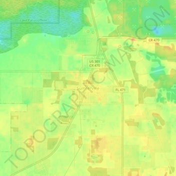 Sumterville topographic map, elevation, terrain