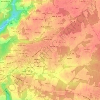 Lann Kerbrezillic topographic map, elevation, terrain