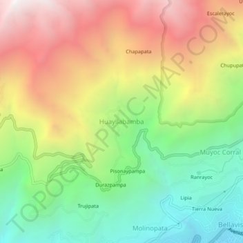 Huayllabamba topographic map, elevation, terrain