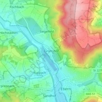 Eyrichshof topographic map, elevation, terrain