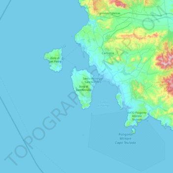 Isola di Sant'Antioco topographic map, elevation, terrain