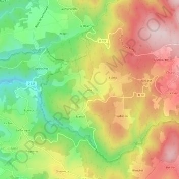 Réal topographic map, elevation, terrain