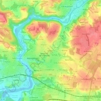 Kergohic topographic map, elevation, terrain