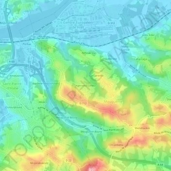 Agerreko Larrea topographic map, elevation, terrain