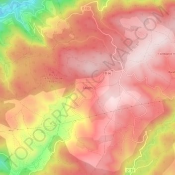 Cazalits topographic map, elevation, terrain