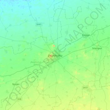 Jhunjhunu topographic map, elevation, terrain