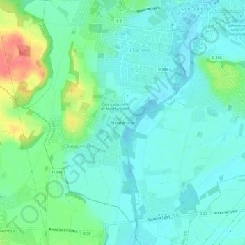 Montbertand topographic map, elevation, terrain