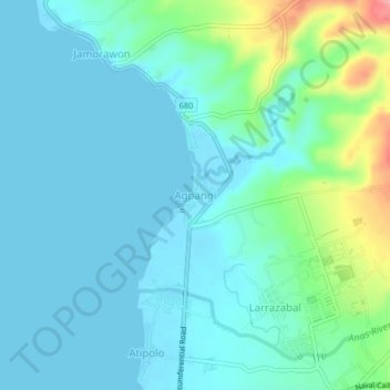 Agpangi topographic map, elevation, terrain